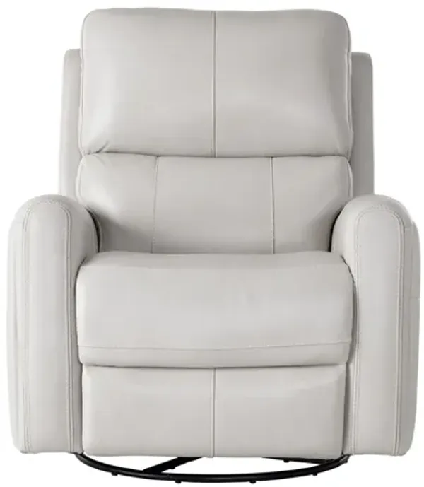 Linton Cream Leather Triple Power Swivel Glider Recliner with Heat & Massage