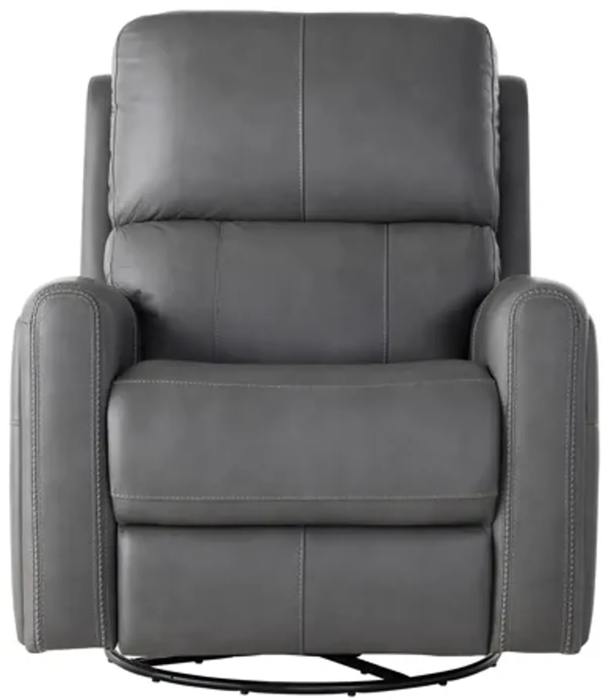 Linton Grey Leather Triple Power Swivel Glider Recliner with Heat & Massage
