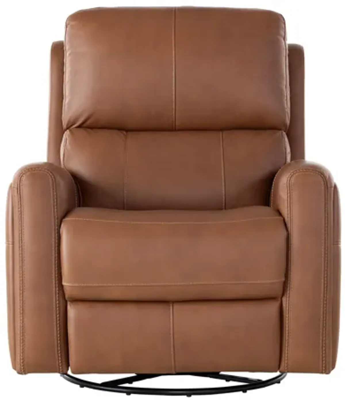 Linton Caramel Leather Triple Power Swivel Gliding Recliner with Heat & Massage