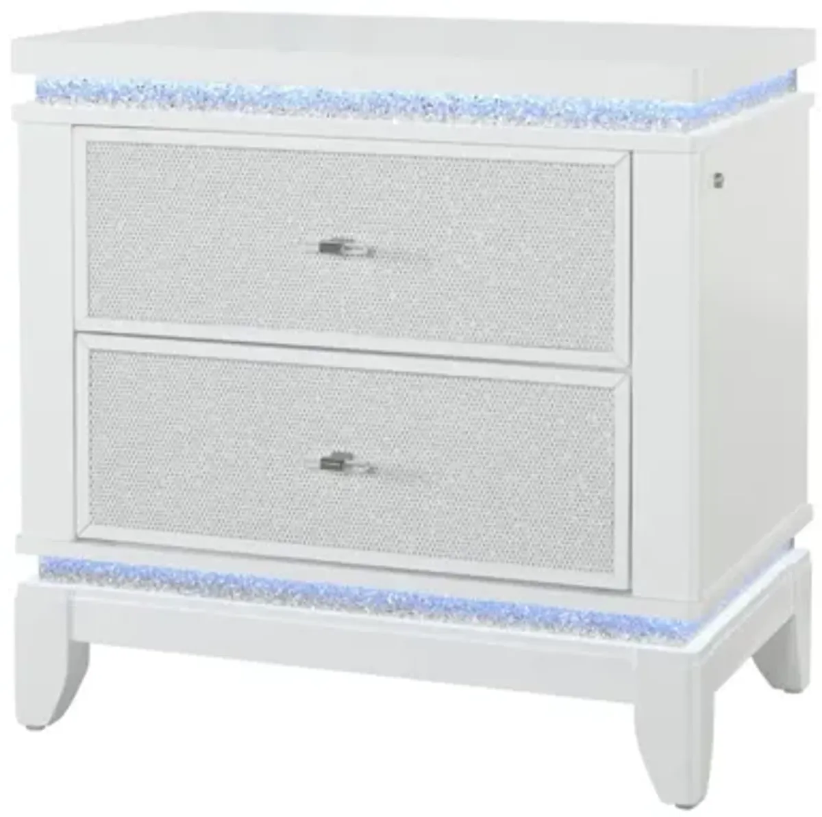Alina White Nightstand with LED and USB