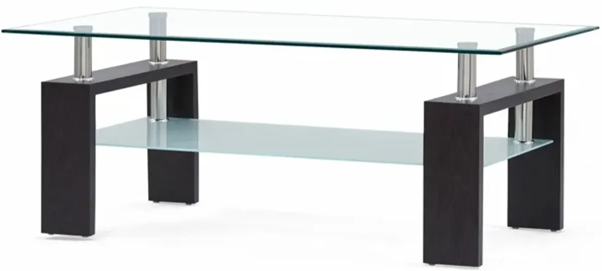 Global Furniture Walnut Two-Tier Glass Coffee Table - T646CT