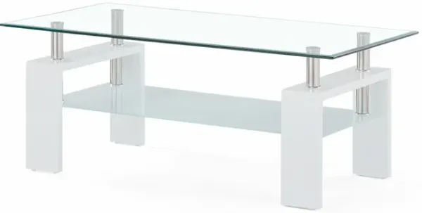 Global Furniture White Two-Tier Glass Coffee Table - T648CT