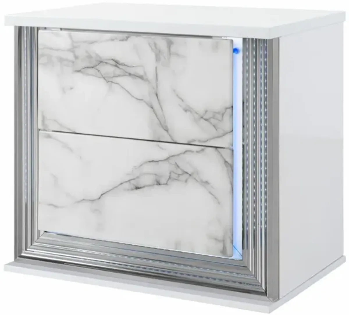 YLime White Marble Nightstand with LED