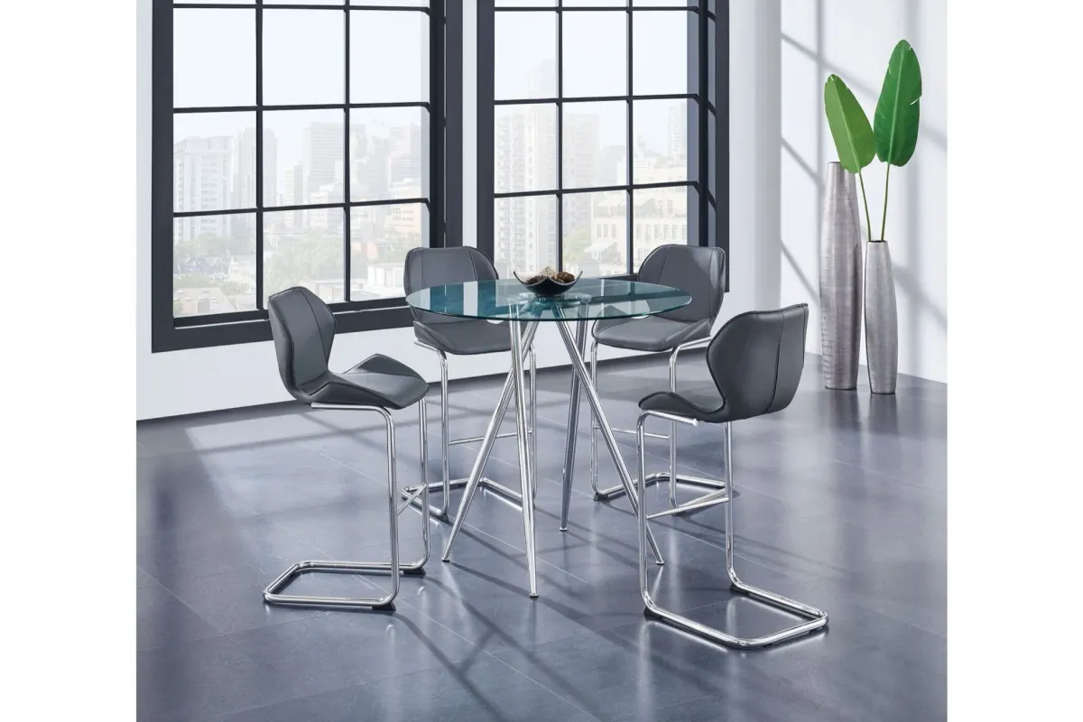 Global Furniture USA Glass Bar Table and Stool Set - D1503BT + D1446BS-GR