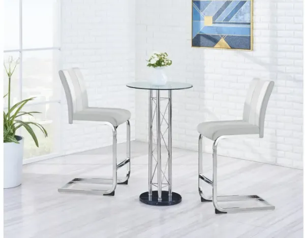Global Furniture USA Dining Set with Glass Bar Table and Two White Bar Stools - D208BT+D915BS-WHT