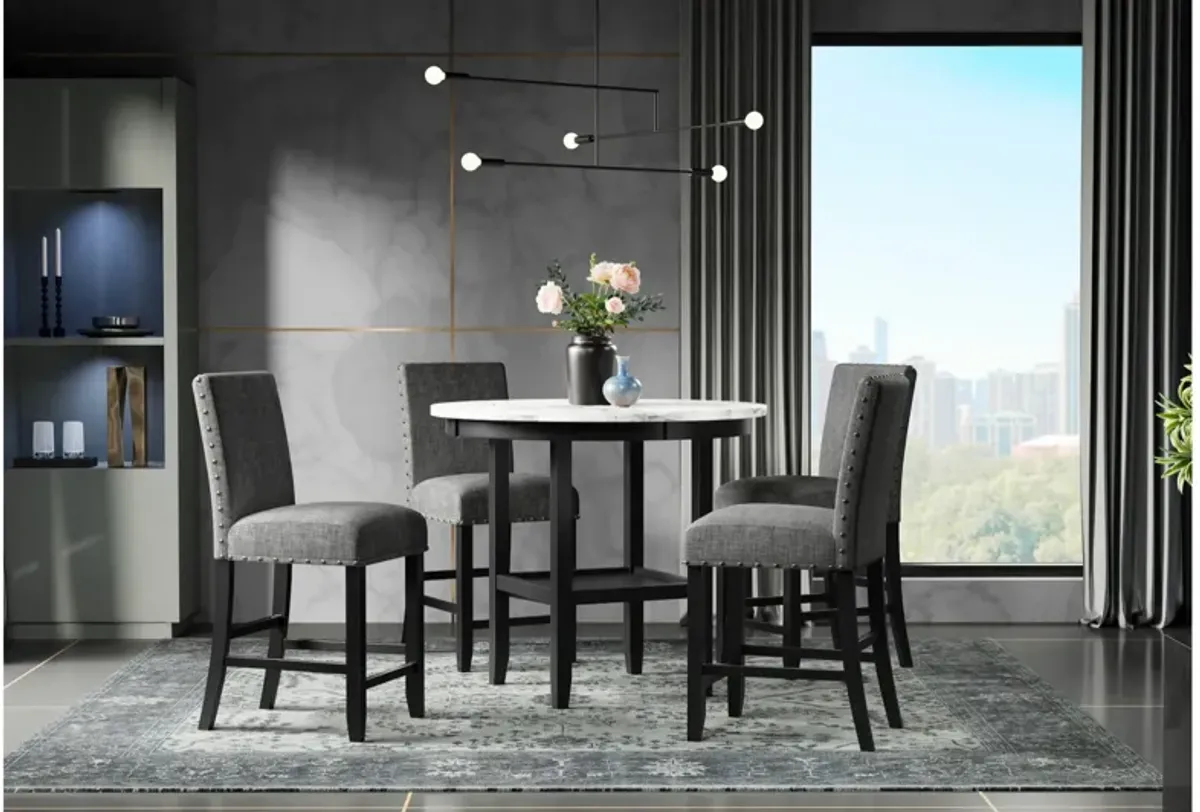 Global Furniture USA Dining Set with Bar Table and Four Grey Bar Stools - D40011BT+D1622BS
