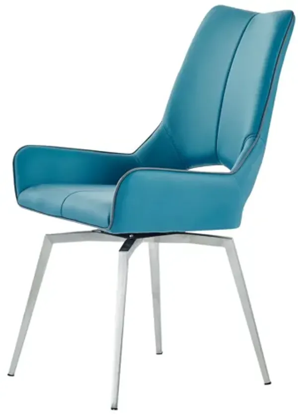 Global Furniture USA Set of Two Turquoise Bucket Style Dining Chair - D4878NDC- TURQ