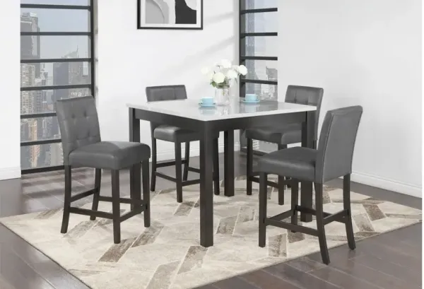 Global Furniture USA Dining Set with Marble Bar Table and Four Dark Grey Bar Stools - D4052BT+4 BS
