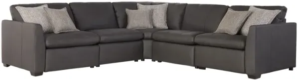 Lance Leather Power Reclining 5-Piece Sectional