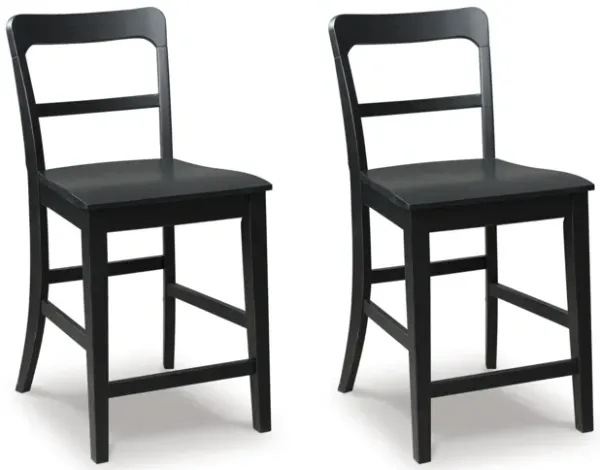 Greddinton Black Counter Height Barstool (Set of Two)