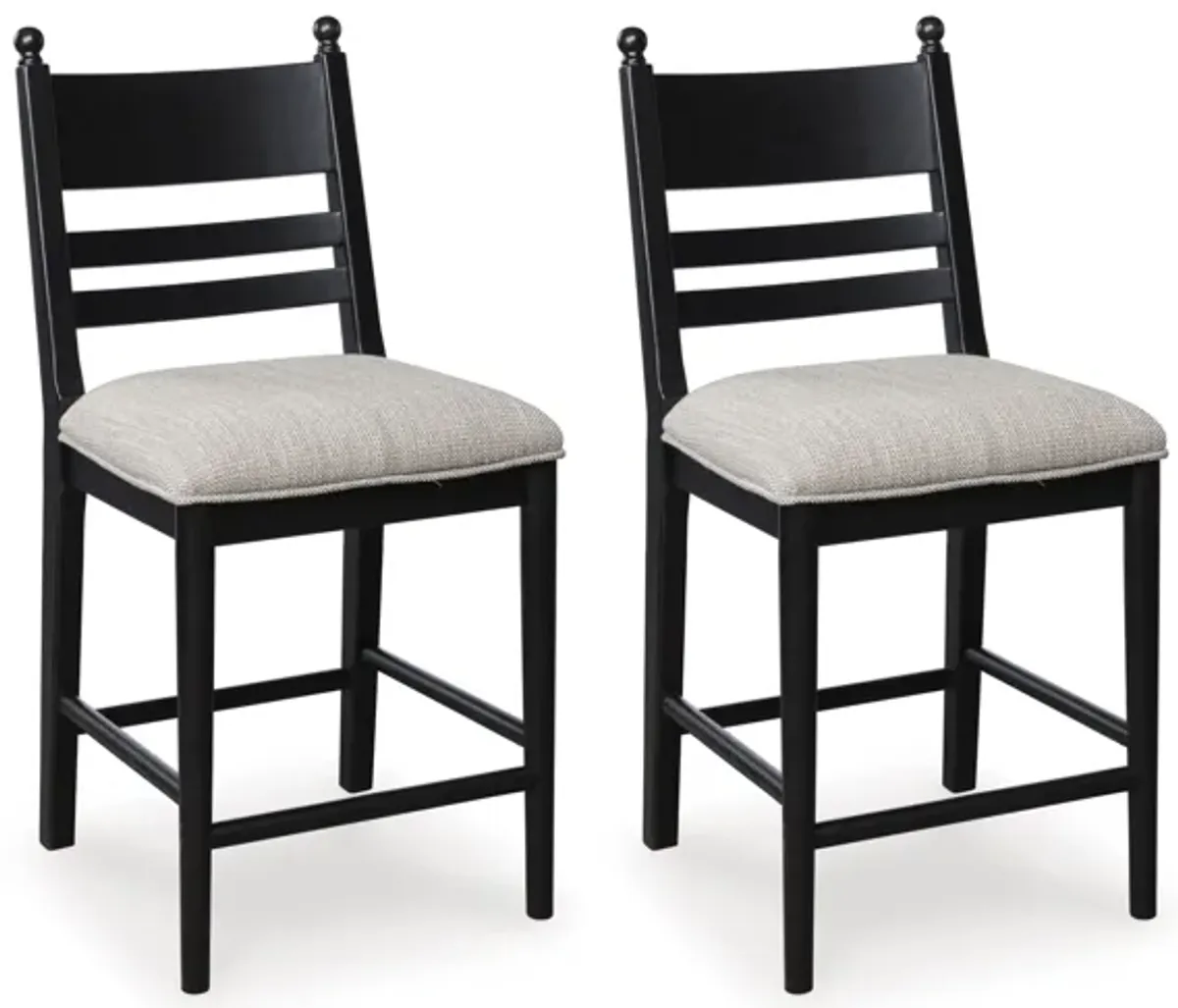 Greddinton Black Upholstered Counter Height Barstool (Set of Two)