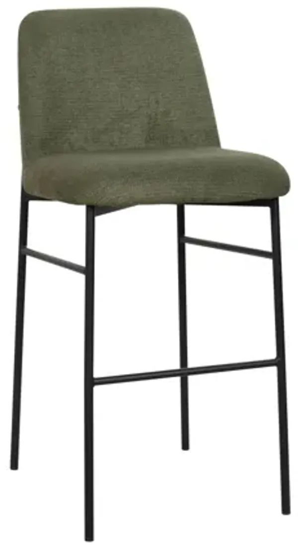Erik Bar Chair with Black Metal Frame (Set of 2) - Green
