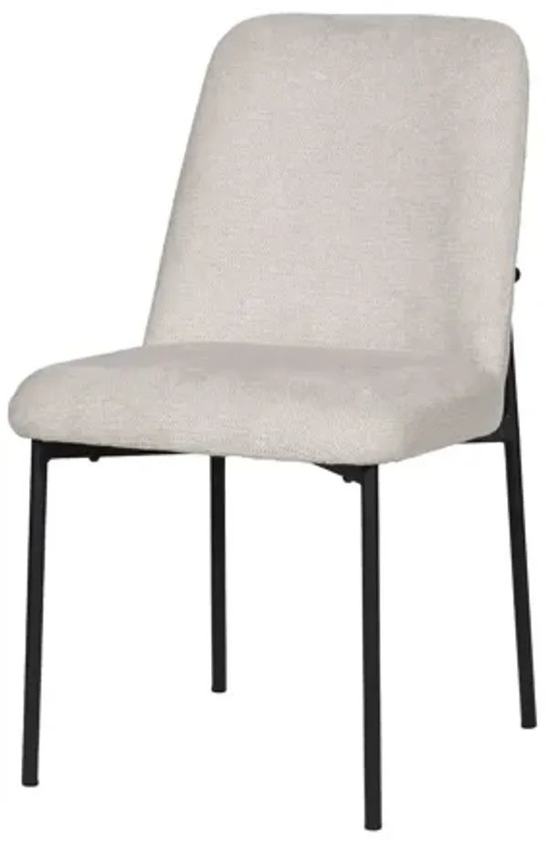 Erik Side Chair with Black Metal Frame (Set of 2) - Beige