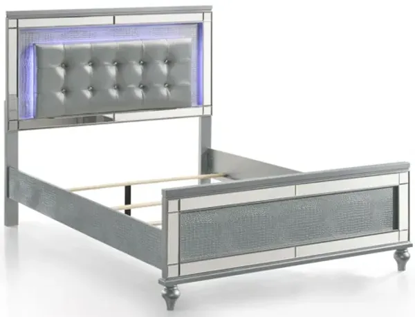 Valentino Full Panel Bed - Silver