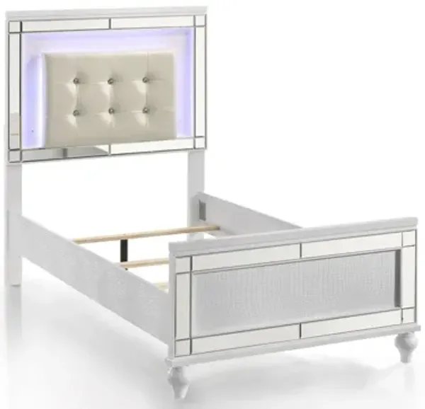 Valentino Twin Panel Bed - White