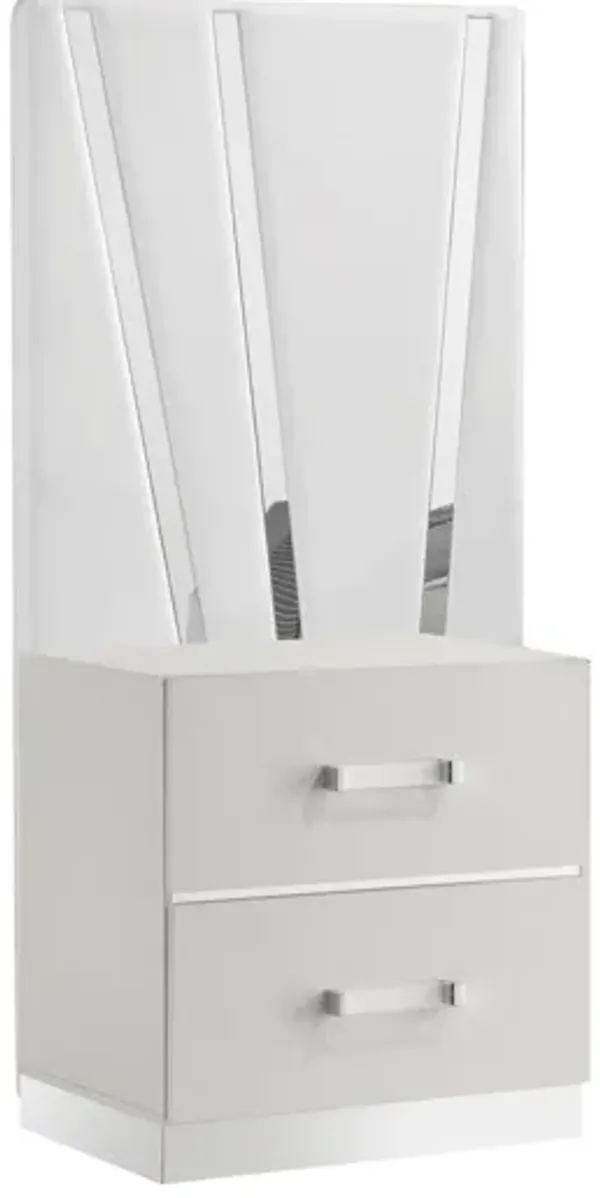 Europa 2 Nightstand with Panels - White