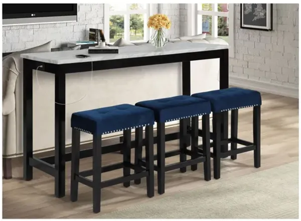 Celeste 4-Piece Theater Bar Table with 3 Stools - Blue