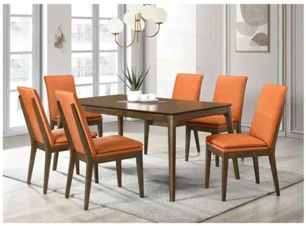 Maggie 7 Piece Dining Table Set with 6 Chairs - Terracotta