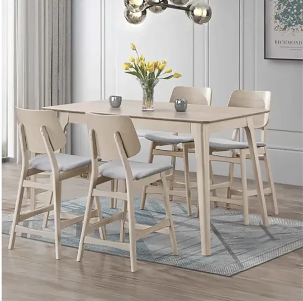 Oscar 5 Piece Counter Table Set - White Ash