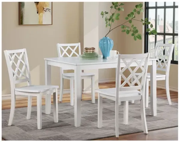 Trellis 5 Piece Dining Set with Table & 4 Chairs - White