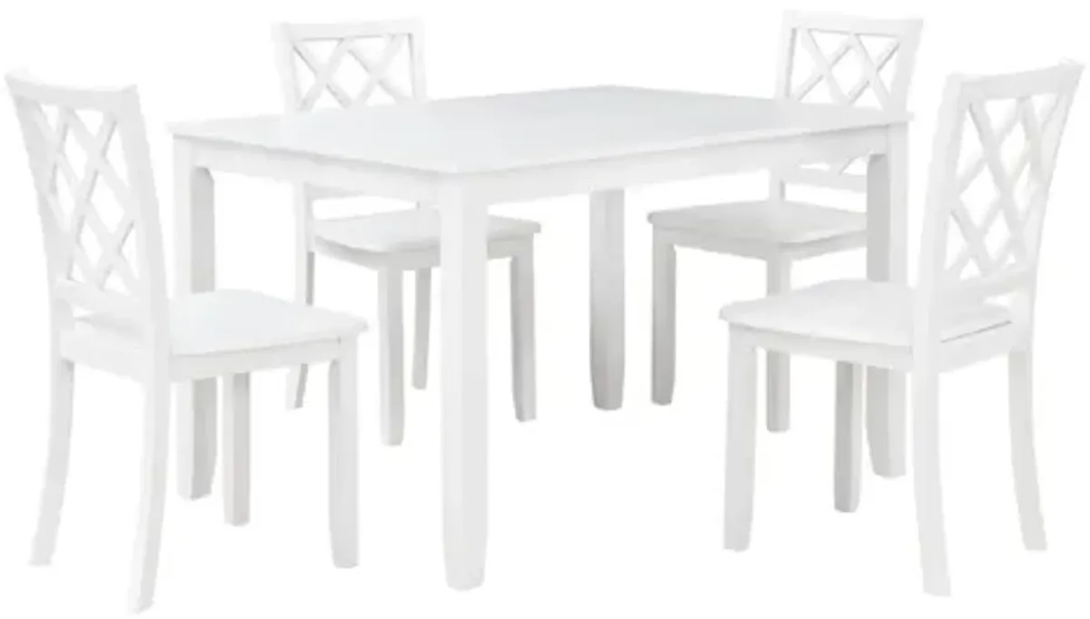 Trellis 5 Piece Dining Set with Table & 4 Chairs - White