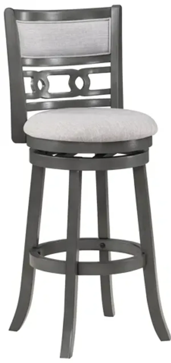 Gia 29" Swivel Barstool with Gray Fabric Seat - Gray