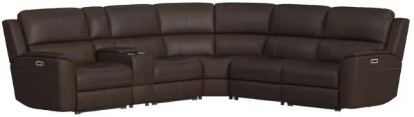 Oliver Umber 6-Piece Leather Triple Power Reclining Sectional