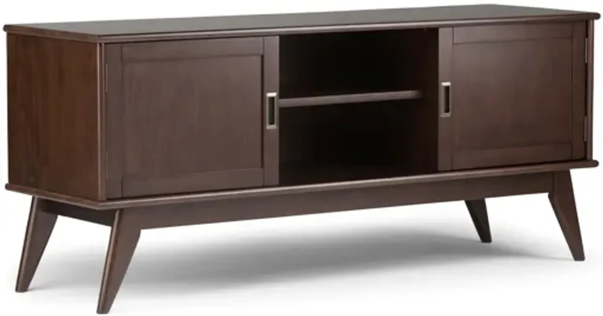 Draper Mid Century Low TV Media Stand - Dark Brown