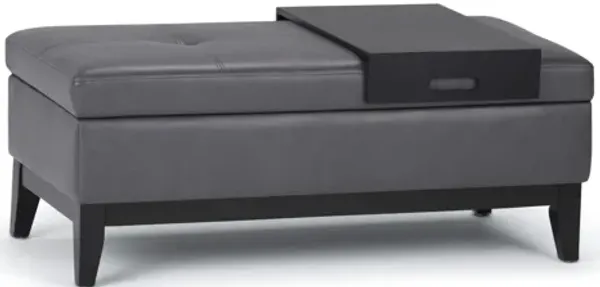 Oregon Storage Ottoman Bench with Tray - Grey