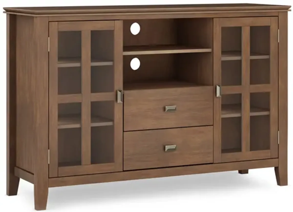 Artisan Tall TV Media Stand - Rustic Natural Aged Brown