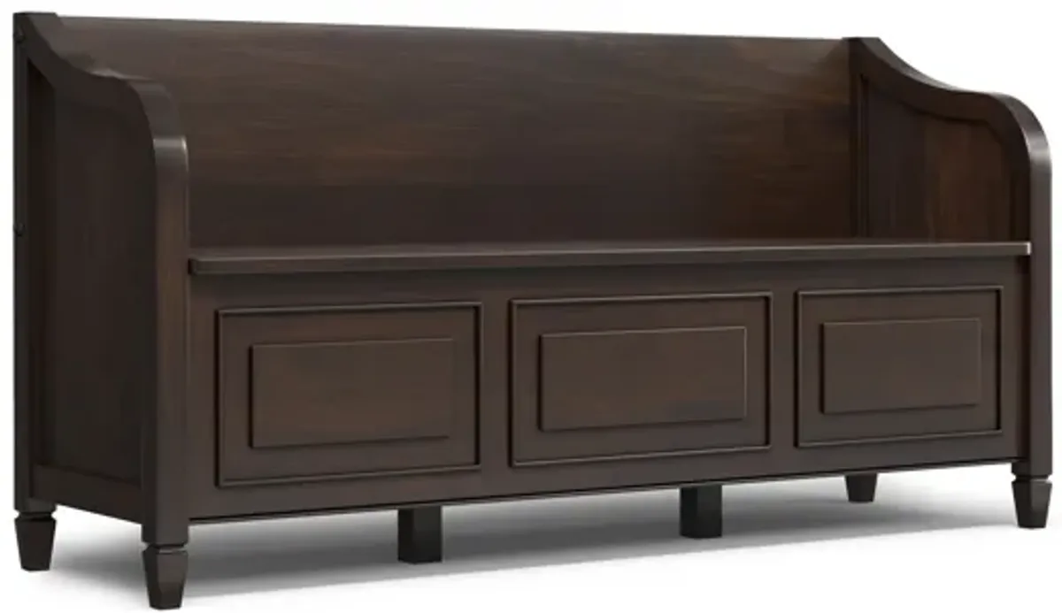 Connaught Wide Entryway Storage Bench - Dark Chestnut Brown