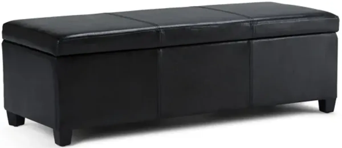 Avalon Storage Ottoman Bench - Midnight Black