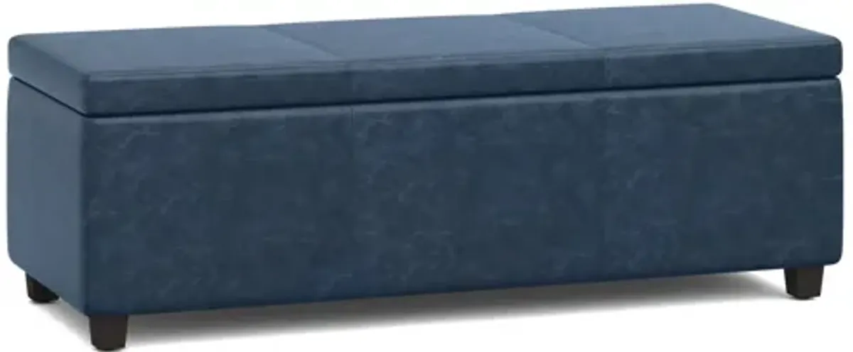Avalon Storage Ottoman Bench - Denim Blue