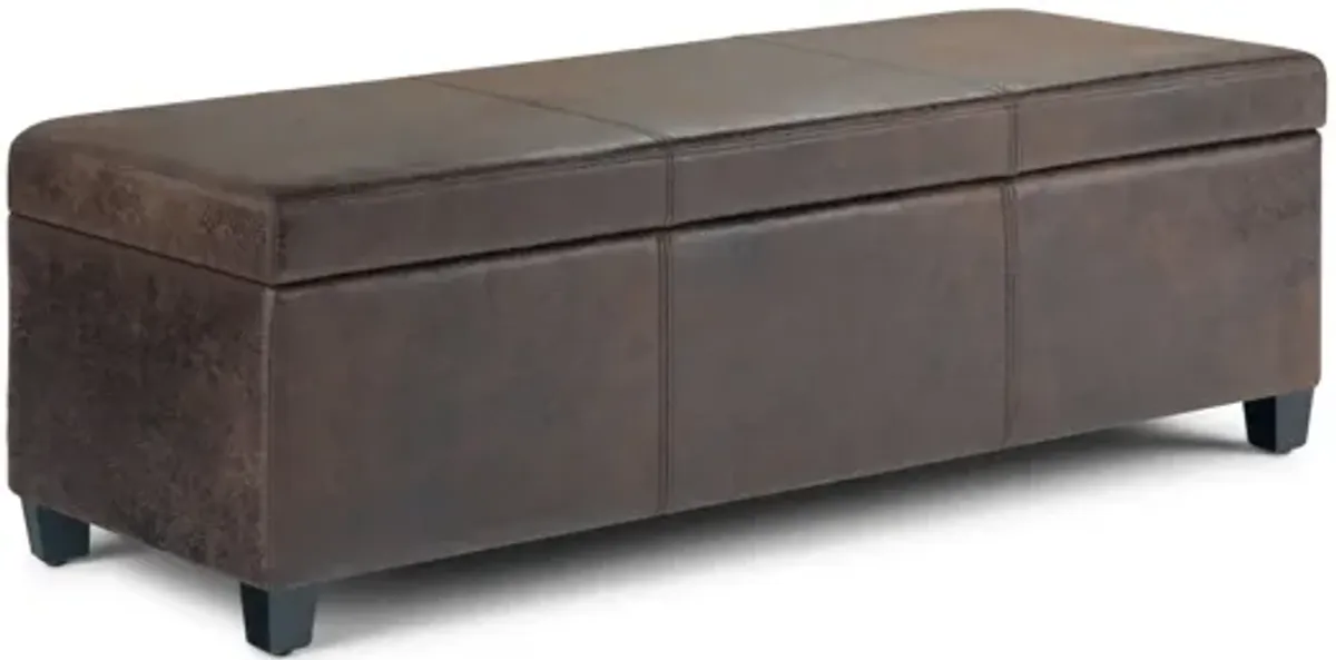 Avalon Storage Ottoman Bench - Distressed Brown