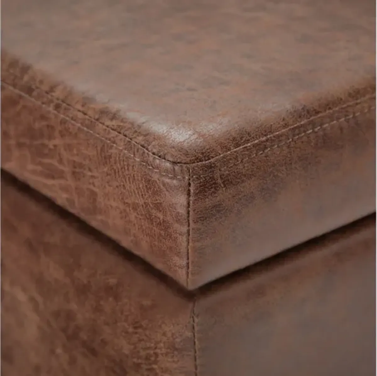 Avalon Storage Ottoman Bench - Distressed Umber Brown