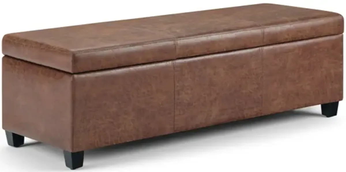 Avalon Storage Ottoman Bench - Distressed Umber Brown