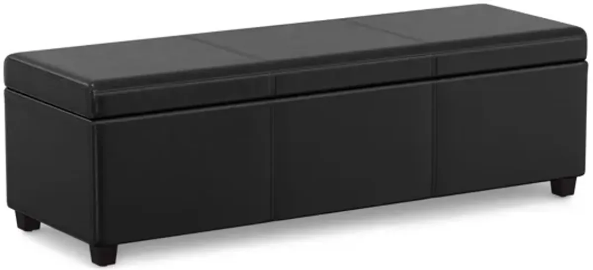 Avalon Extra Large Storage Ottoman Bench - Midnight Black