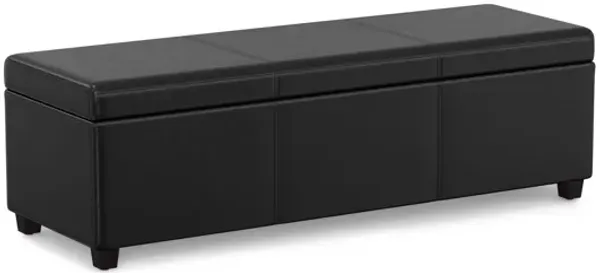 Avalon Extra Large Storage Ottoman Bench - Midnight Black
