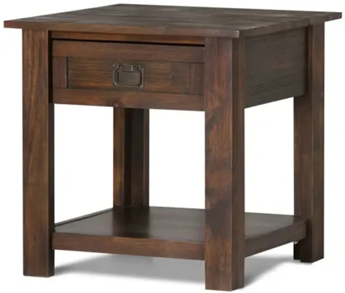 Monroe End Table - Distressed Charcoal Brown