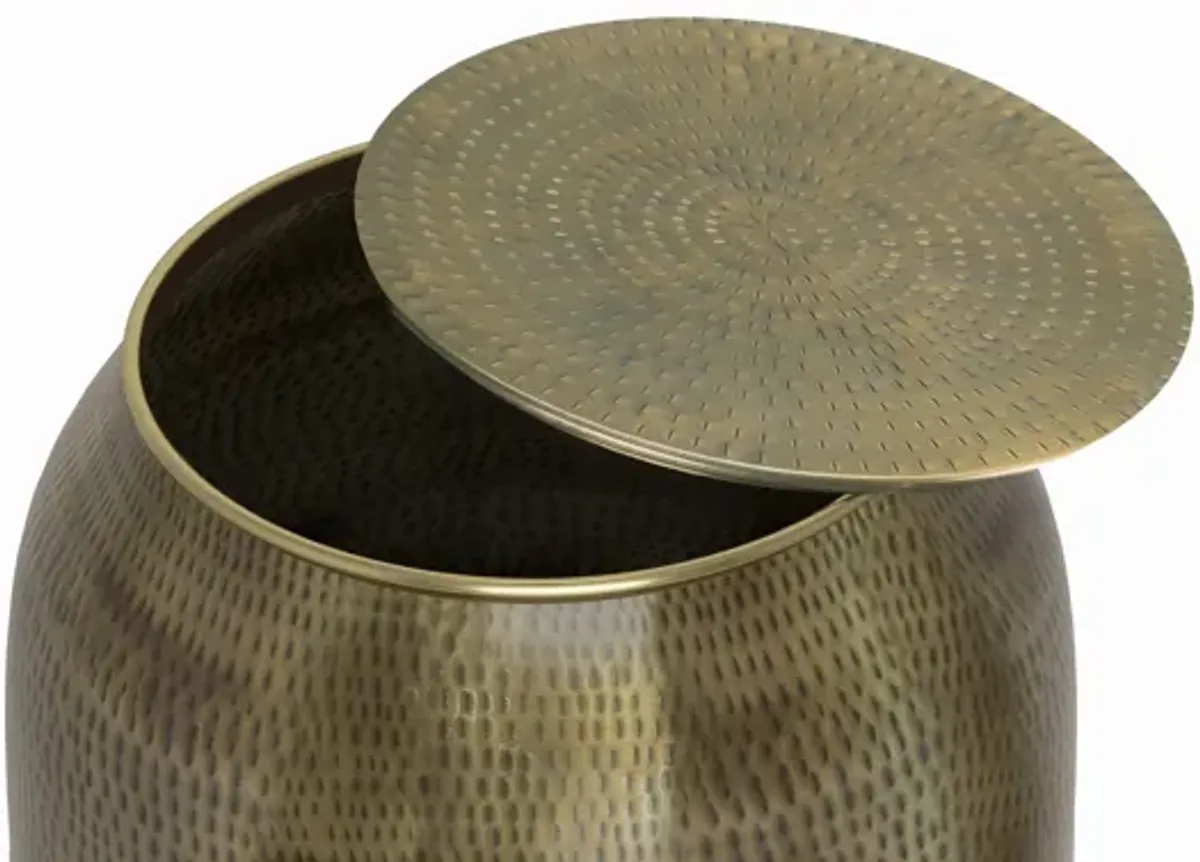 Griffen Metal Storage Accent Table - Antique Gold