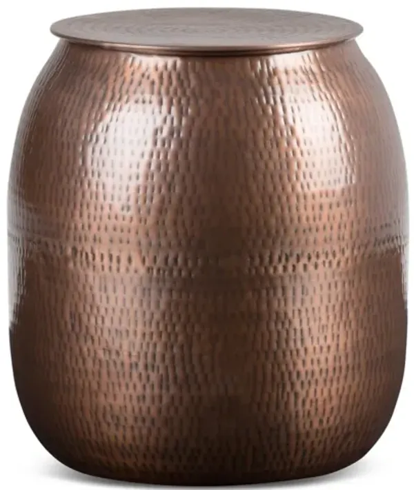 Griffen Metal Storage Accent Table - Antique Copper