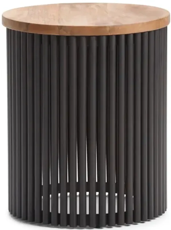 Demy Metal and Wood Accent Table