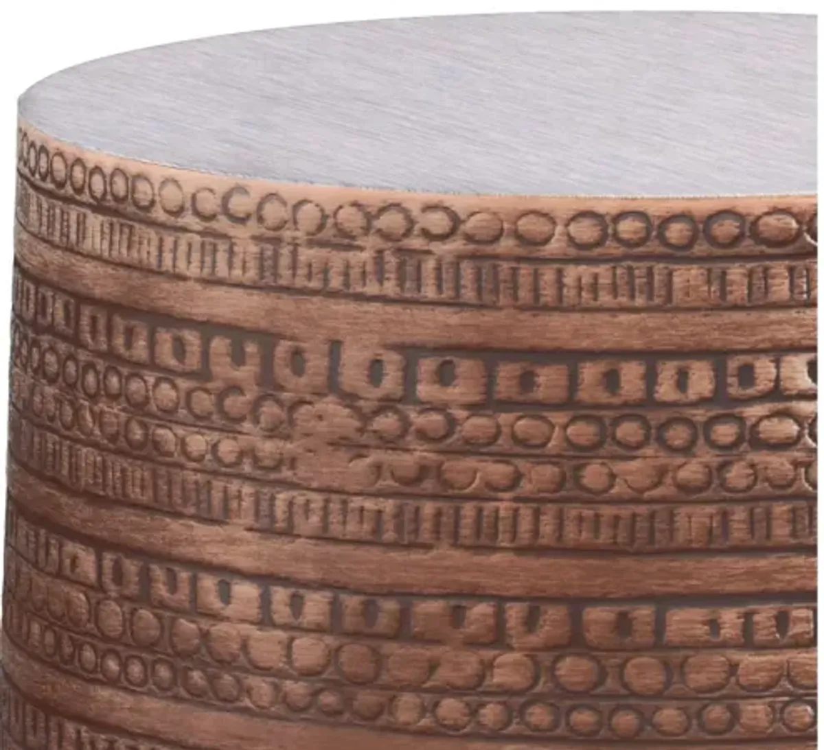 Johnsen 15-inch Tribal Pattern Accent Table - Antique Copper