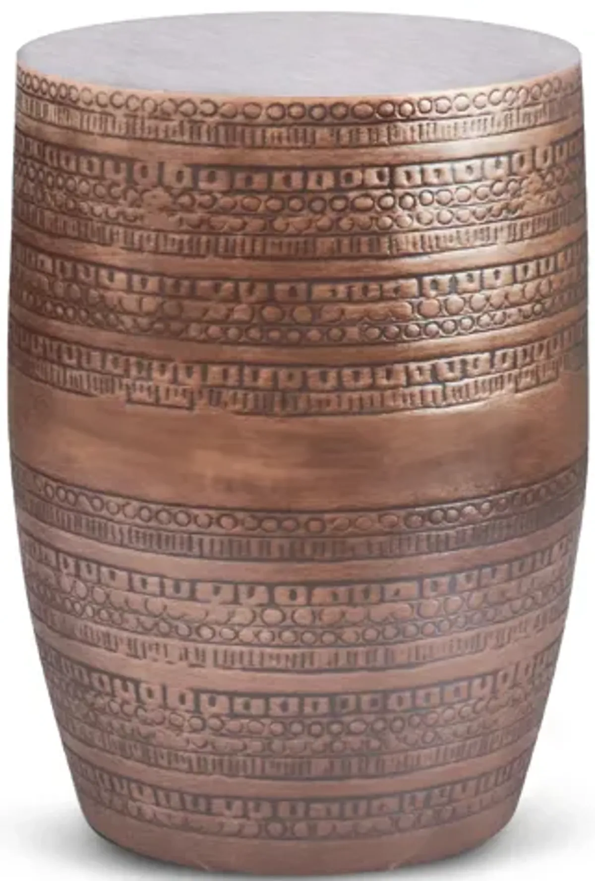 Johnsen 15-inch Tribal Pattern Accent Table - Antique Copper