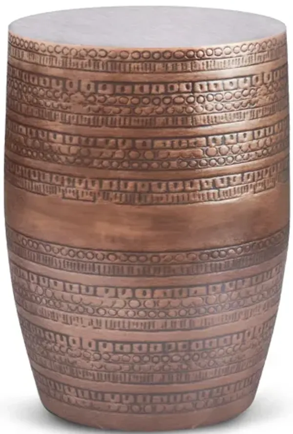 Johnsen 15-inch Tribal Pattern Accent Table - Antique Copper