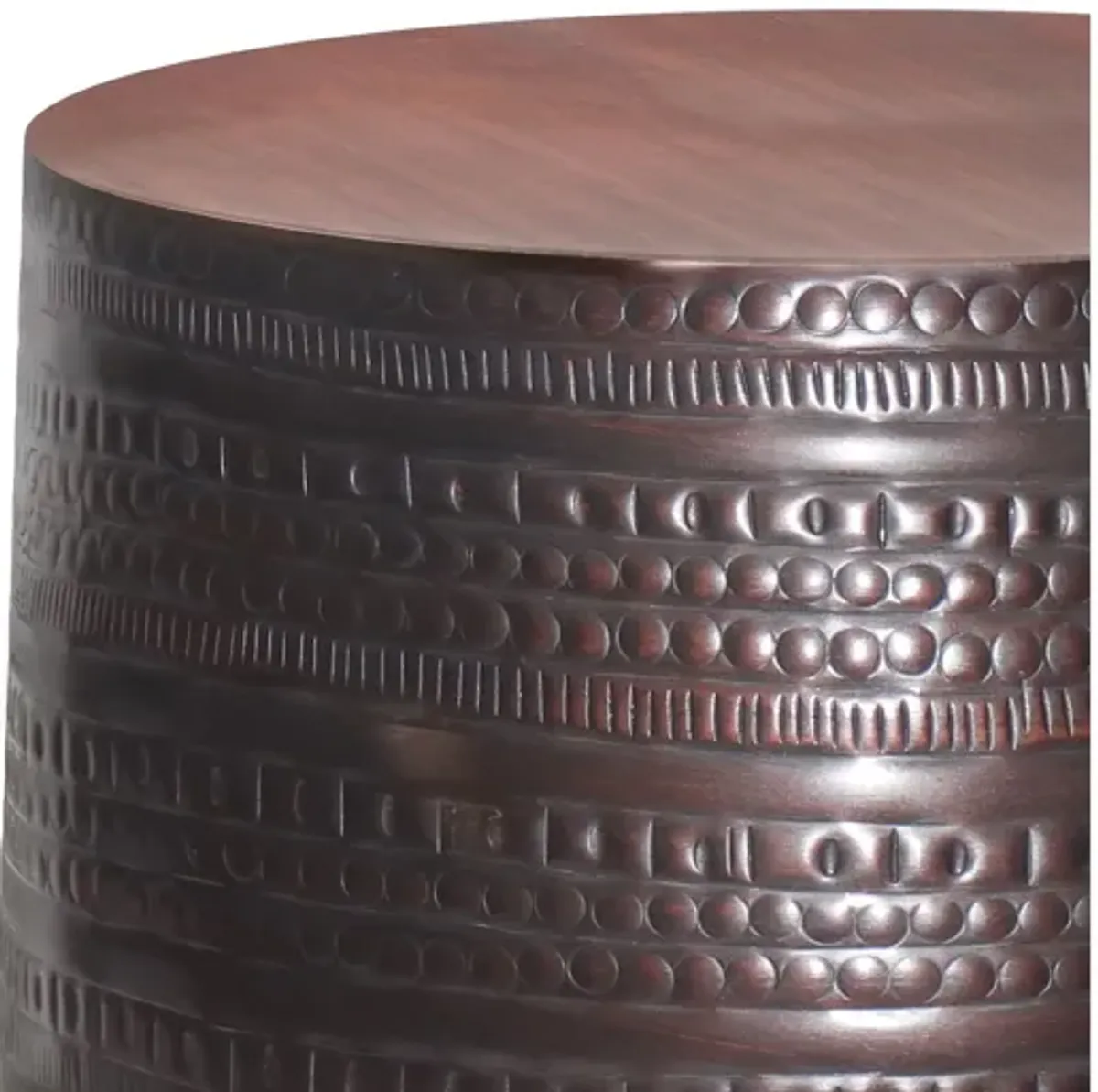 Johnsen 15-inch Tribal Pattern Accent Table - Bronze