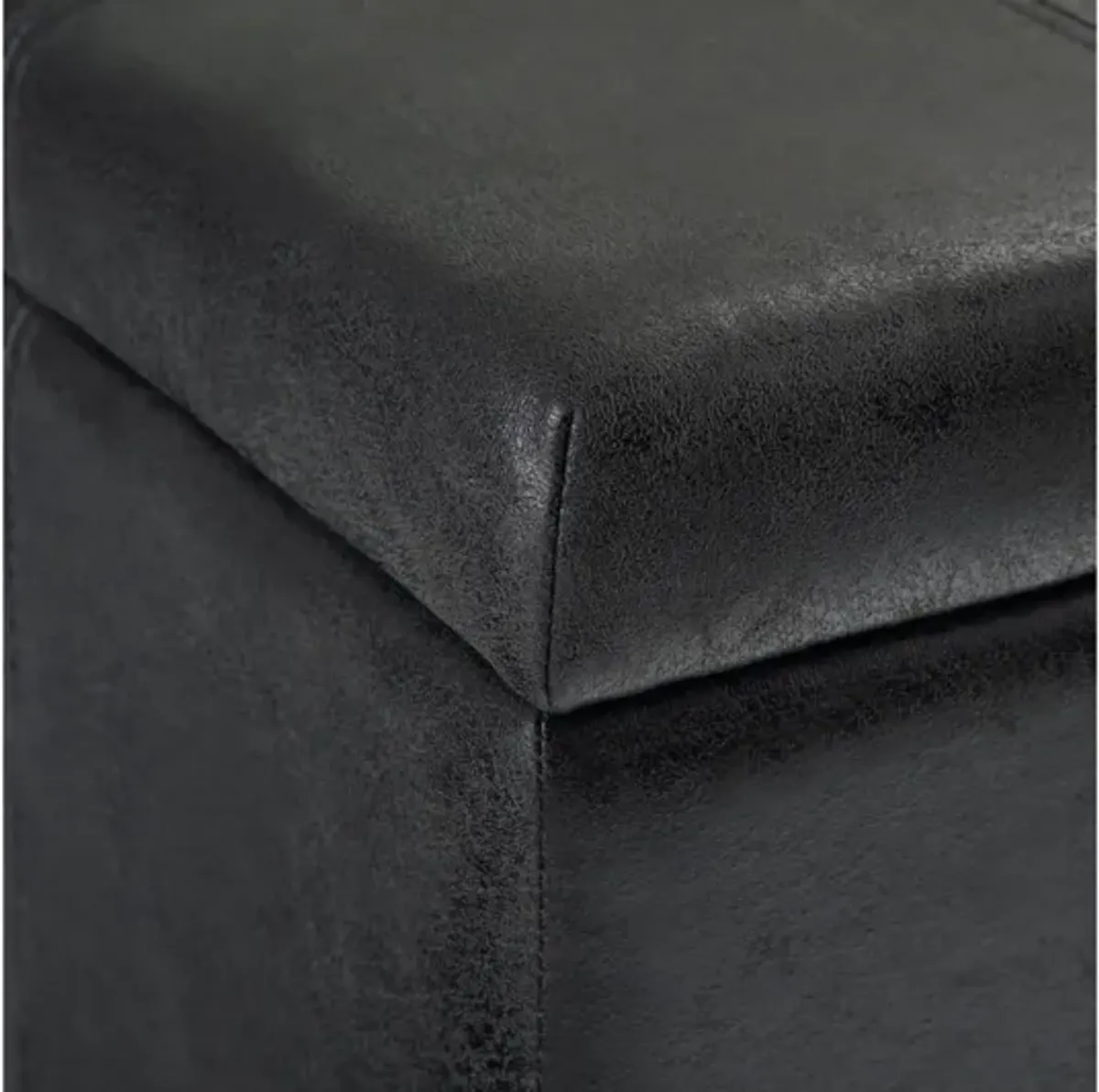 Dover Storage Ottoman Bench - Distressed Black