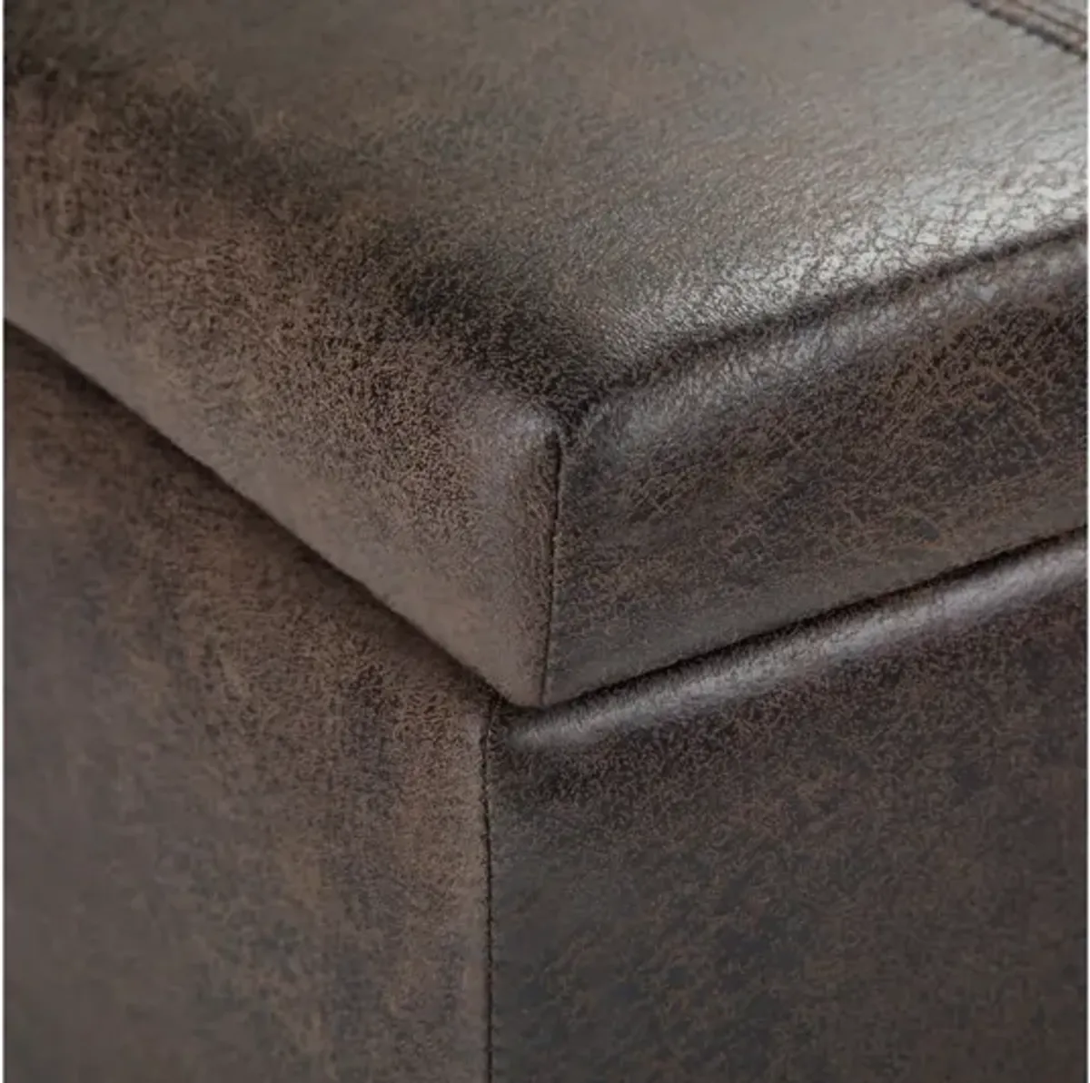 Dover Storage Ottoman Bench - Distressed Brown