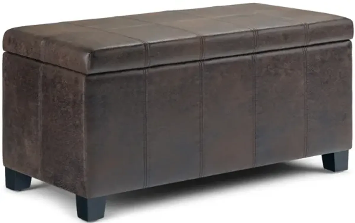Dover Storage Ottoman Bench - Distressed Brown
