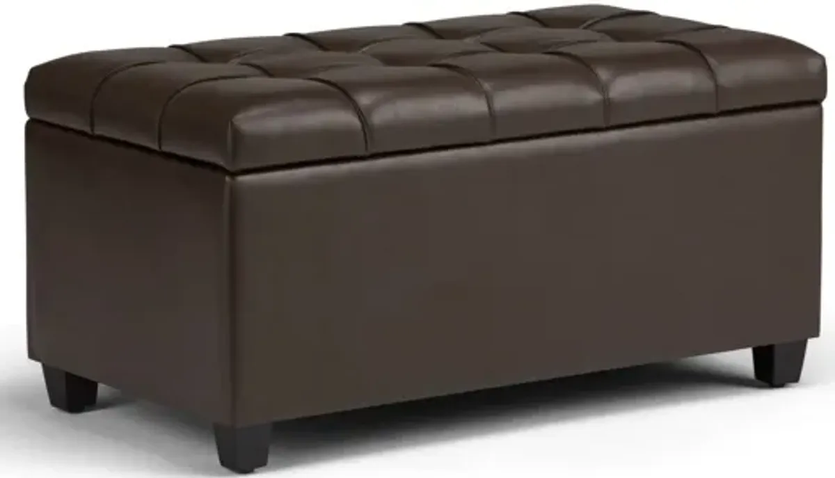 Sienna Storage Ottoman Bench - Chocolate Brown